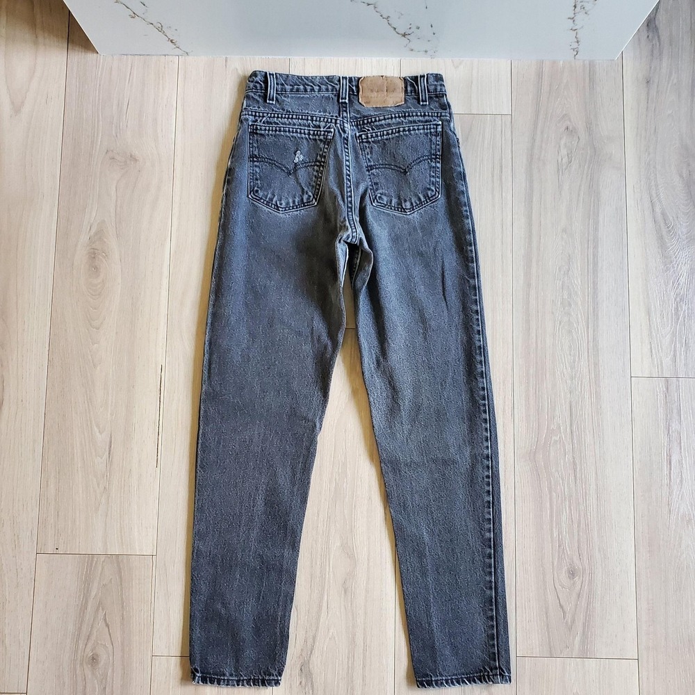 VTG Levis 950 Jeans Womens 26 Black Relaxed Fit Tapered High Rise 90s Faded USA